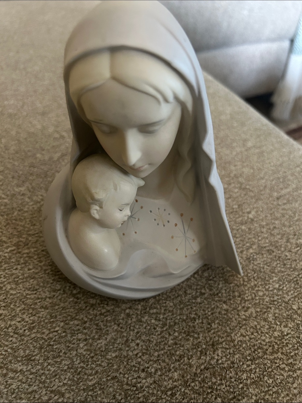 Matte White Madonna and Child Decorative Bust - Spiritual Home Art